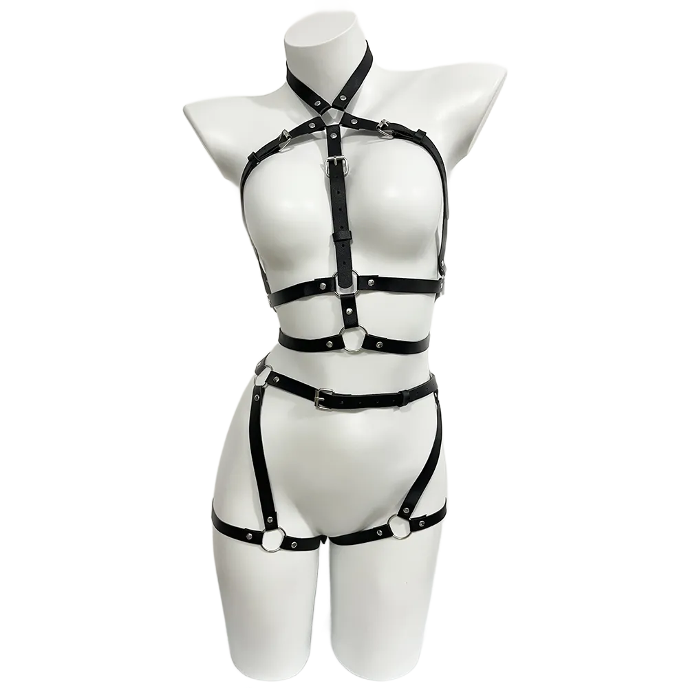 Garter Belt Set - Arnés para mujer, pierna de cuero