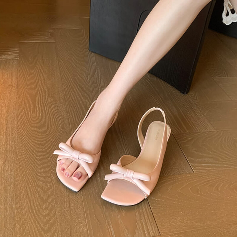 Slip Dress Satin - Elegantes Sandalias de Tacón Bajo con