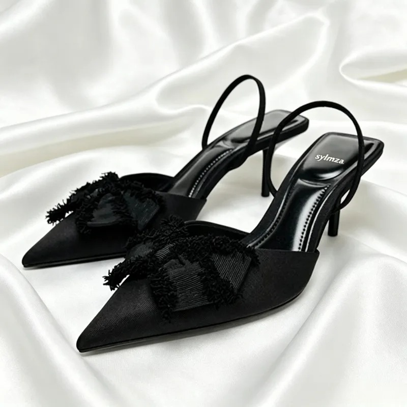 Slip Dress Satin - Zapatos de tacón decorados con Nudo