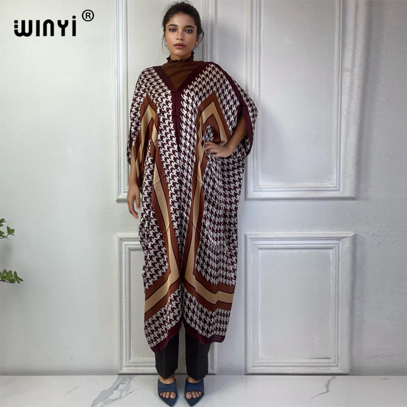 Robe Silk Women - WINYI-vestido africano con cuello en V